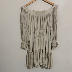 Free People Sea Ya There Dress Beige Gauze Oversized size S Boho Romantic Beachy
